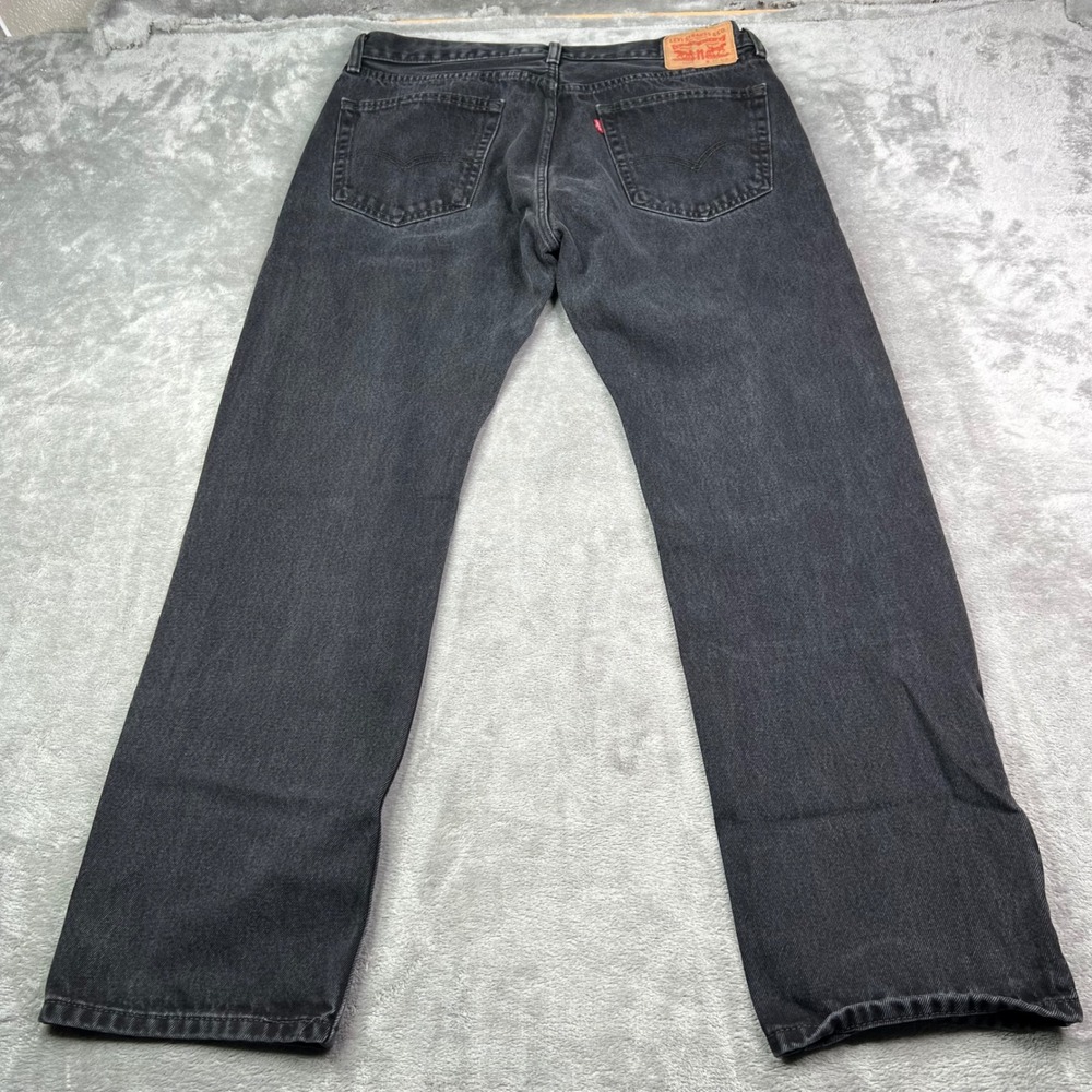 Levi's 505 Regular Fit Jeans Mens 36x32 Black Washed Straight Leg Western Denim